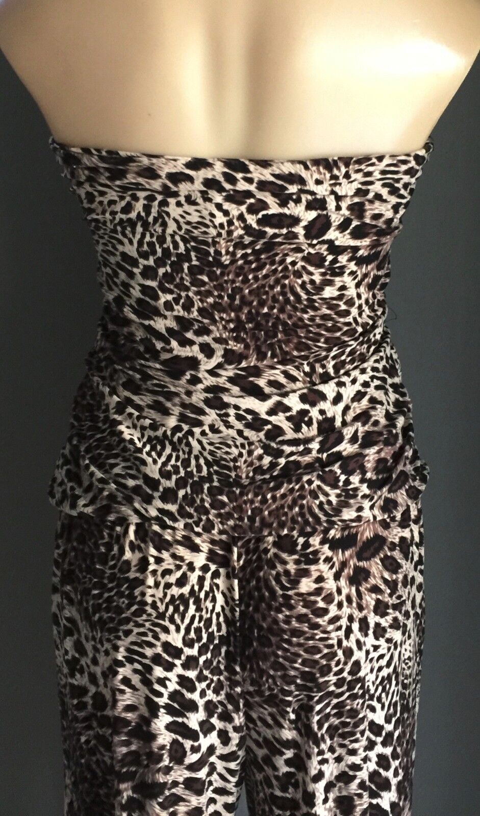 NAKED SAINT Wide Leg Jumpsuit Size 10 Animal Print Strapless 1970's Vibe