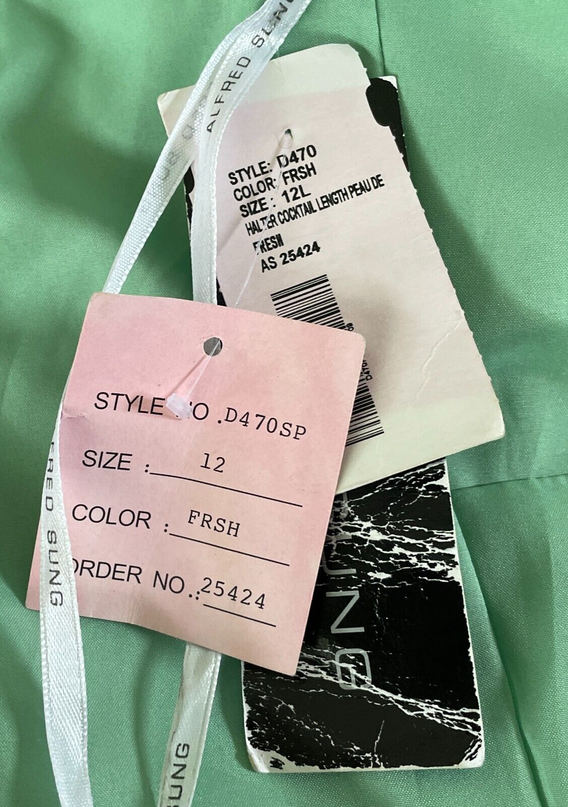 ALFRED SUNG Halter Neck Dress Size 12 Mint Green Ruffle Taffeta Bridesmaid NEW