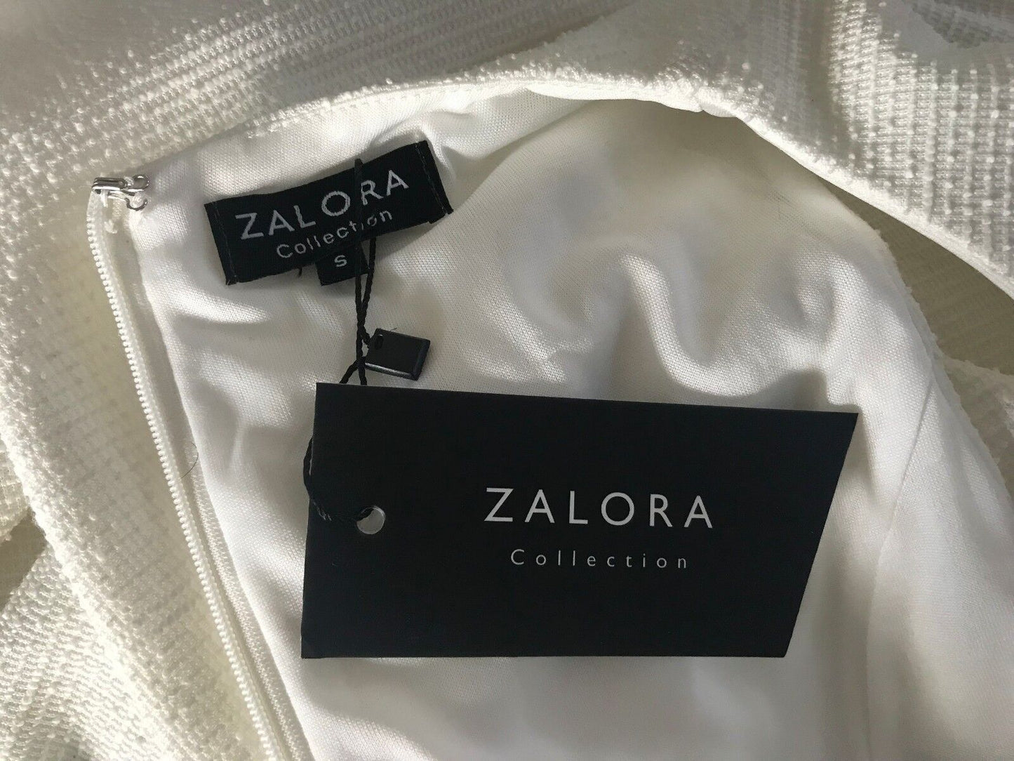 ZALORA Dress Off White Asymmetric Hem Fit & Flare Sleeveless Size S AU 10 NEW