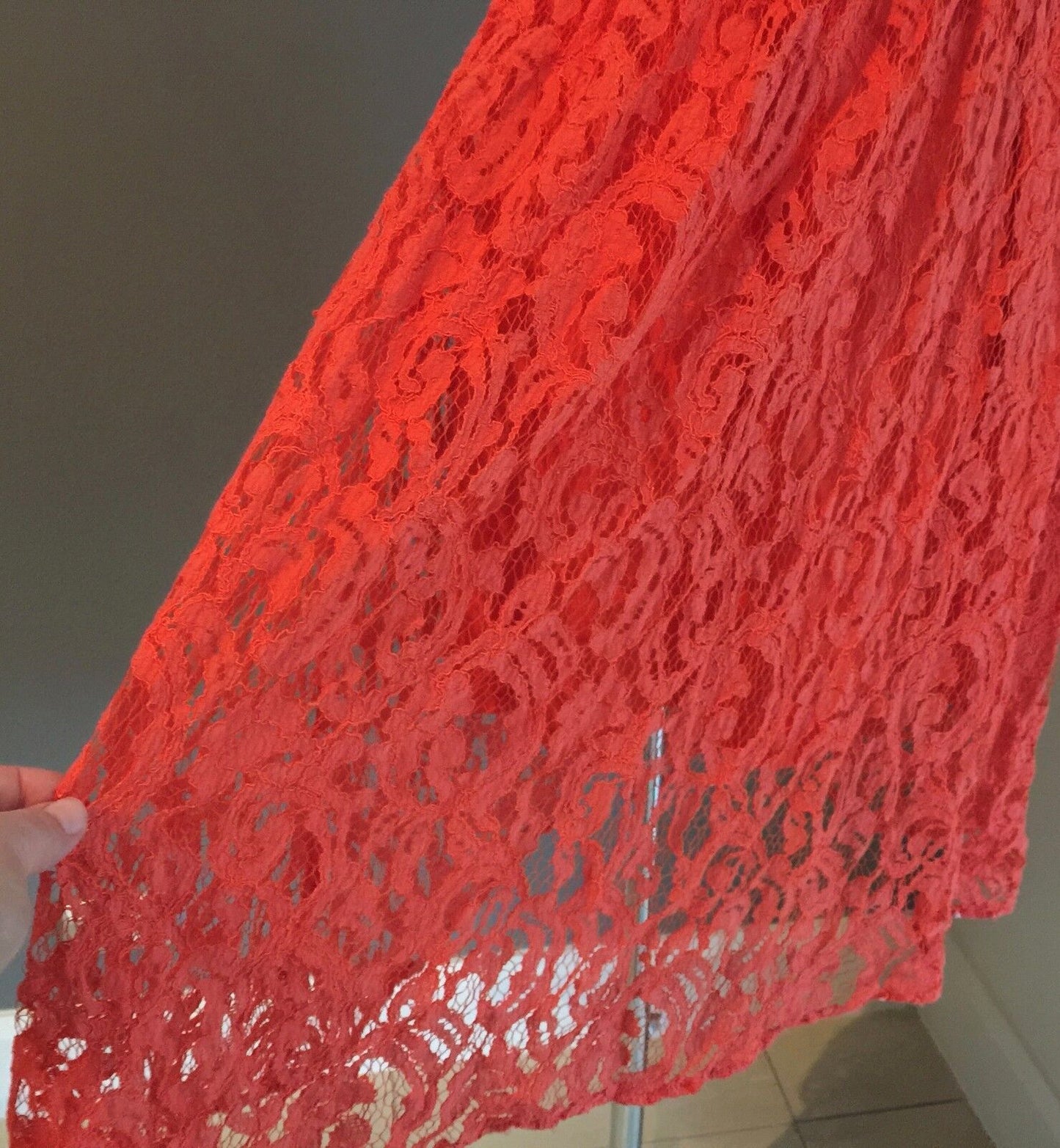 ZALORA Sheath Dress Orange Lace Ladies Size S 10 Great Condition
