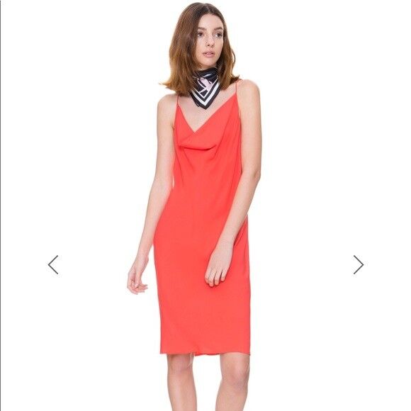 C/MEO COLLECTIVE Dress Cowl Neck Sheath Coral Frock Ladies Size S 10