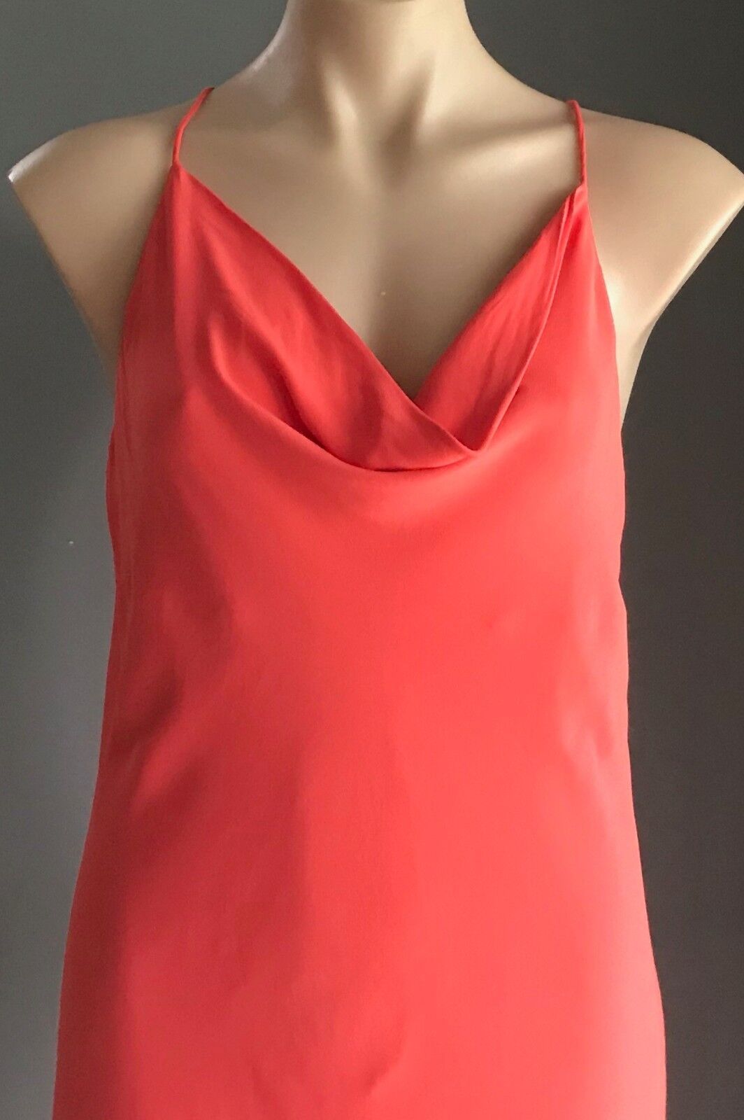 C/MEO COLLECTIVE Dress Cowl Neck Sheath Coral Frock Ladies Size S 10
