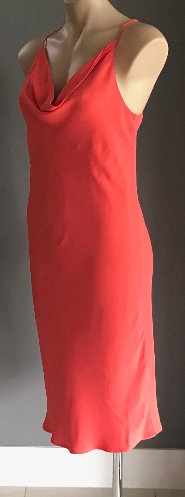 C/MEO COLLECTIVE Dress Cowl Neck Sheath Coral Frock Ladies Size S 10