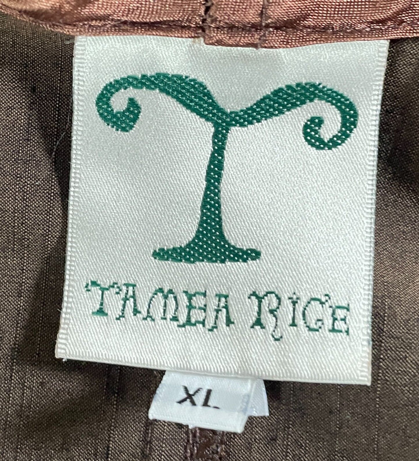 TAMEA RICE Sleeveless Brown Stretch Round Neck Top Size XL 12 14 Vintage Retro