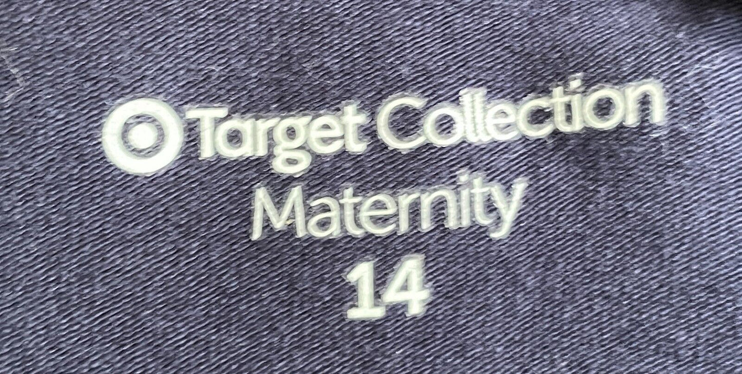 TARGET MATERNITY Top Tank Navy Blue Sleeveless Ruched Sides PreNatal Size 14 NEW