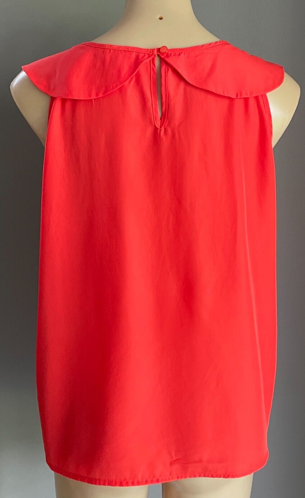 AVOCADO Blouse Coral Pleat Neck Sleeveless Ladies Top Size 14