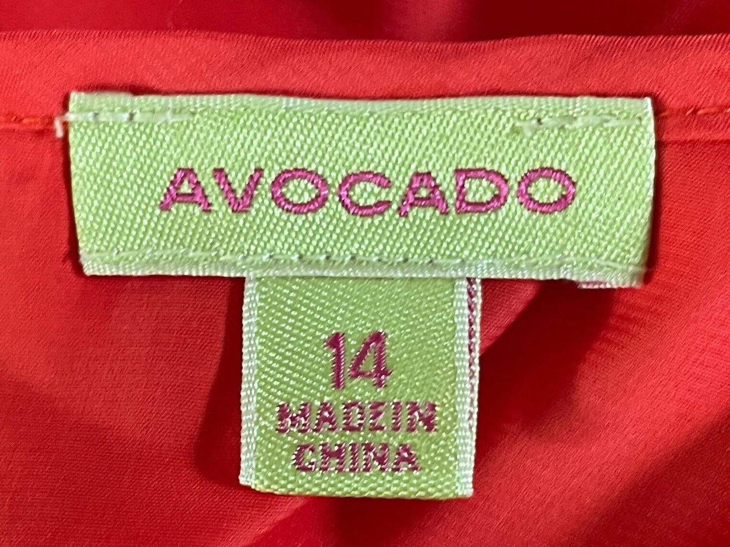 AVOCADO Blouse Coral Pleat Neck Sleeveless Ladies Top Size 14