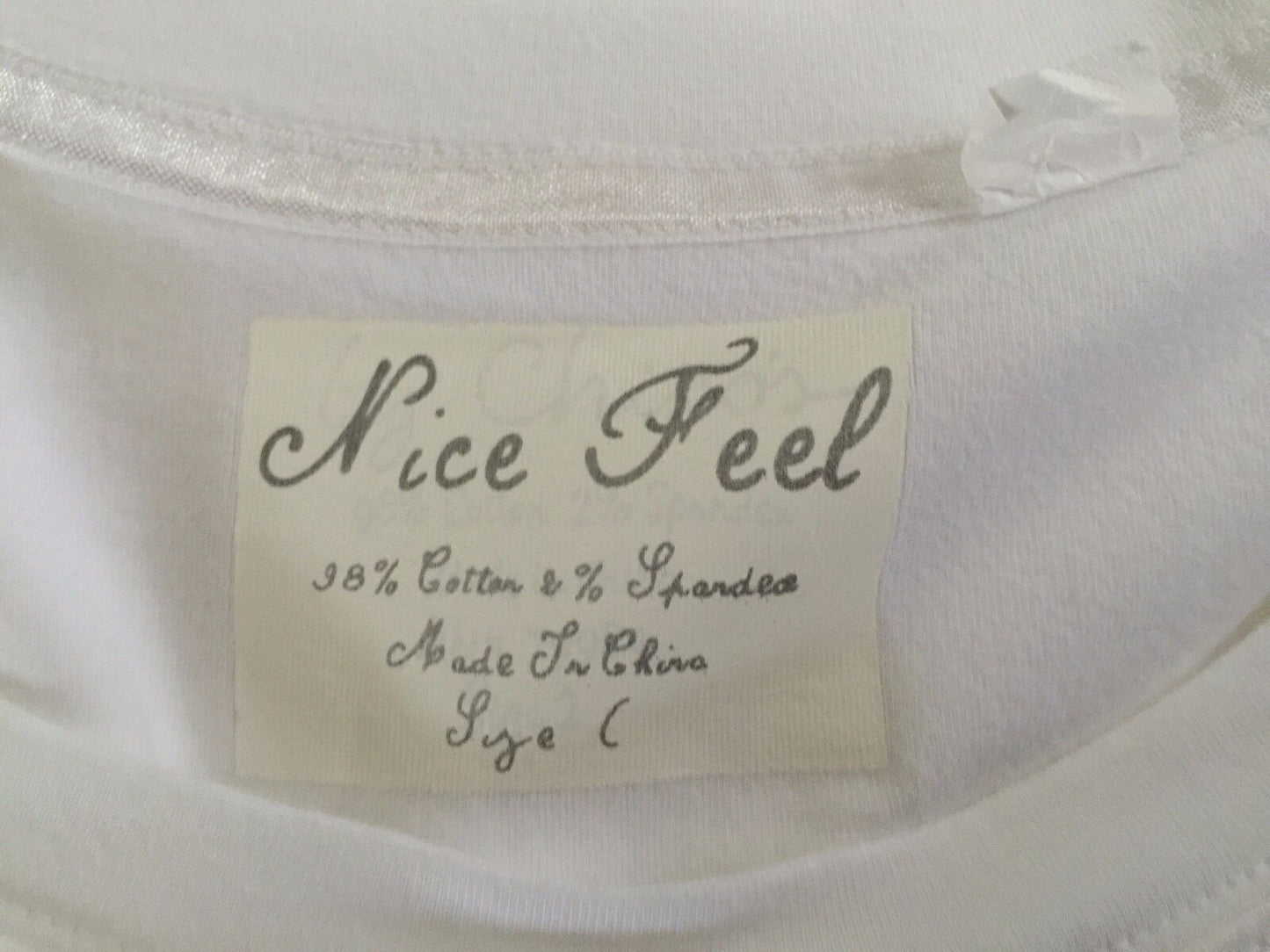 NICE FEEL Top White Long Sleeve Crew Neck Stretch Top Size L 14 Essential Basic