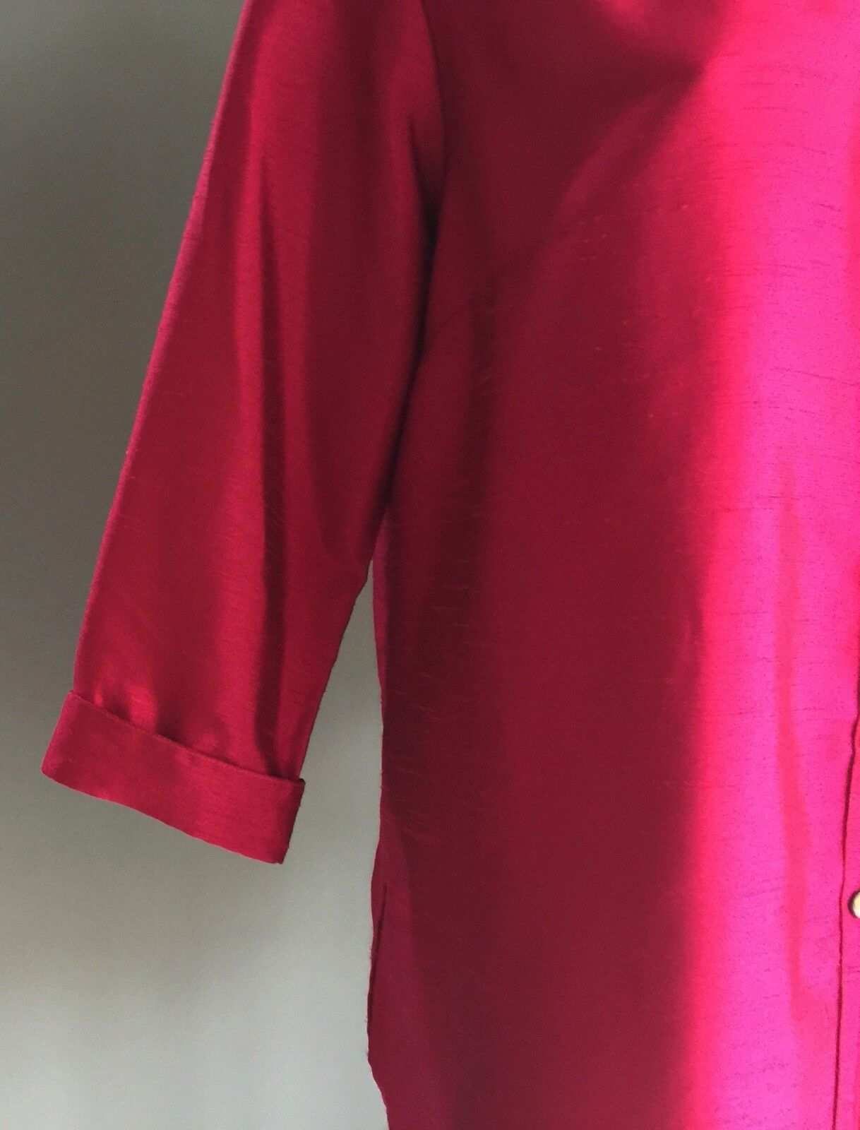 New THE CLOTHING COMPANY Top Cerise 3/4 Sleeve Shirt Red Pink Ladies Size 14