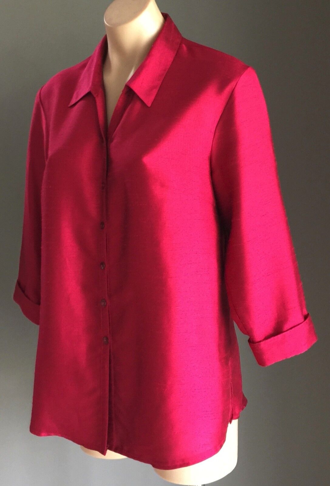 New THE CLOTHING COMPANY Top Cerise 3/4 Sleeve Shirt Red Pink Ladies Size 14