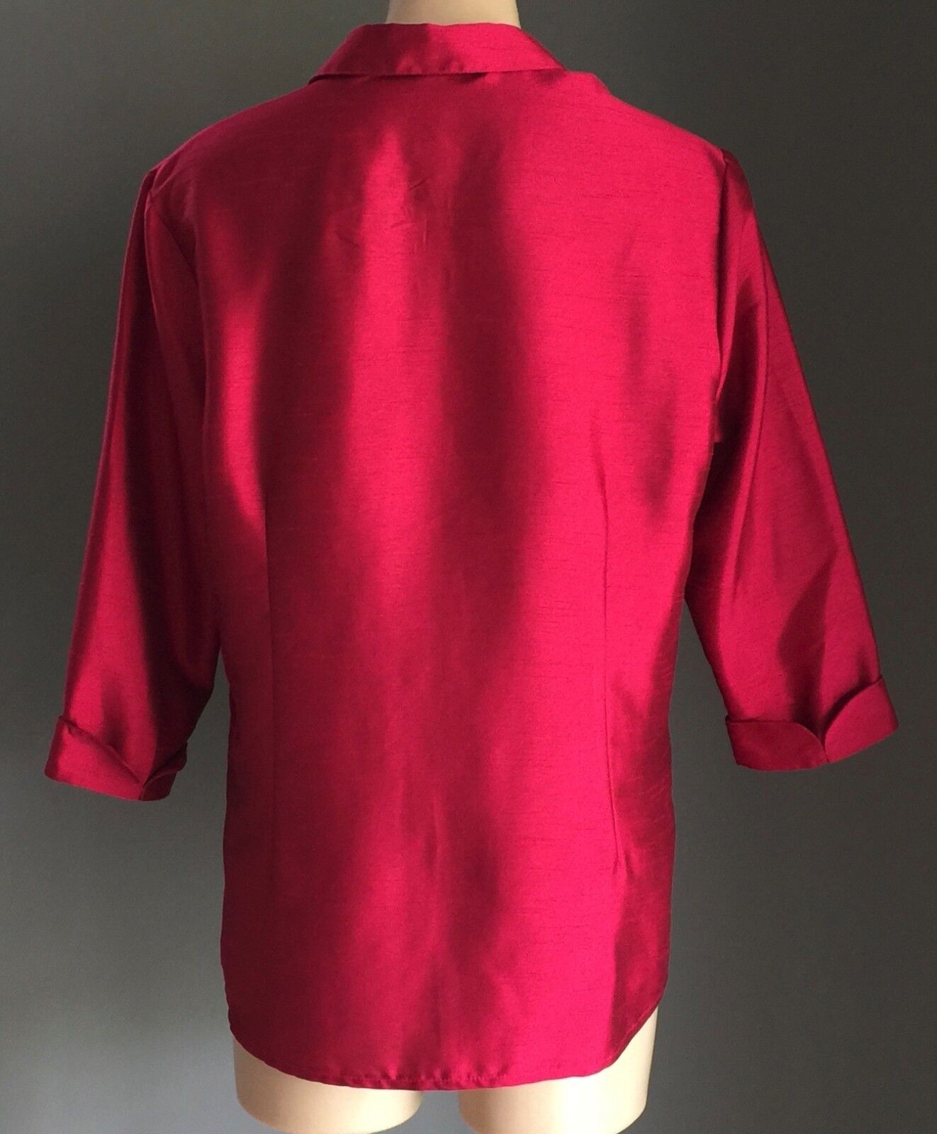 New THE CLOTHING COMPANY Top Cerise 3/4 Sleeve Shirt Red Pink Ladies Size 14