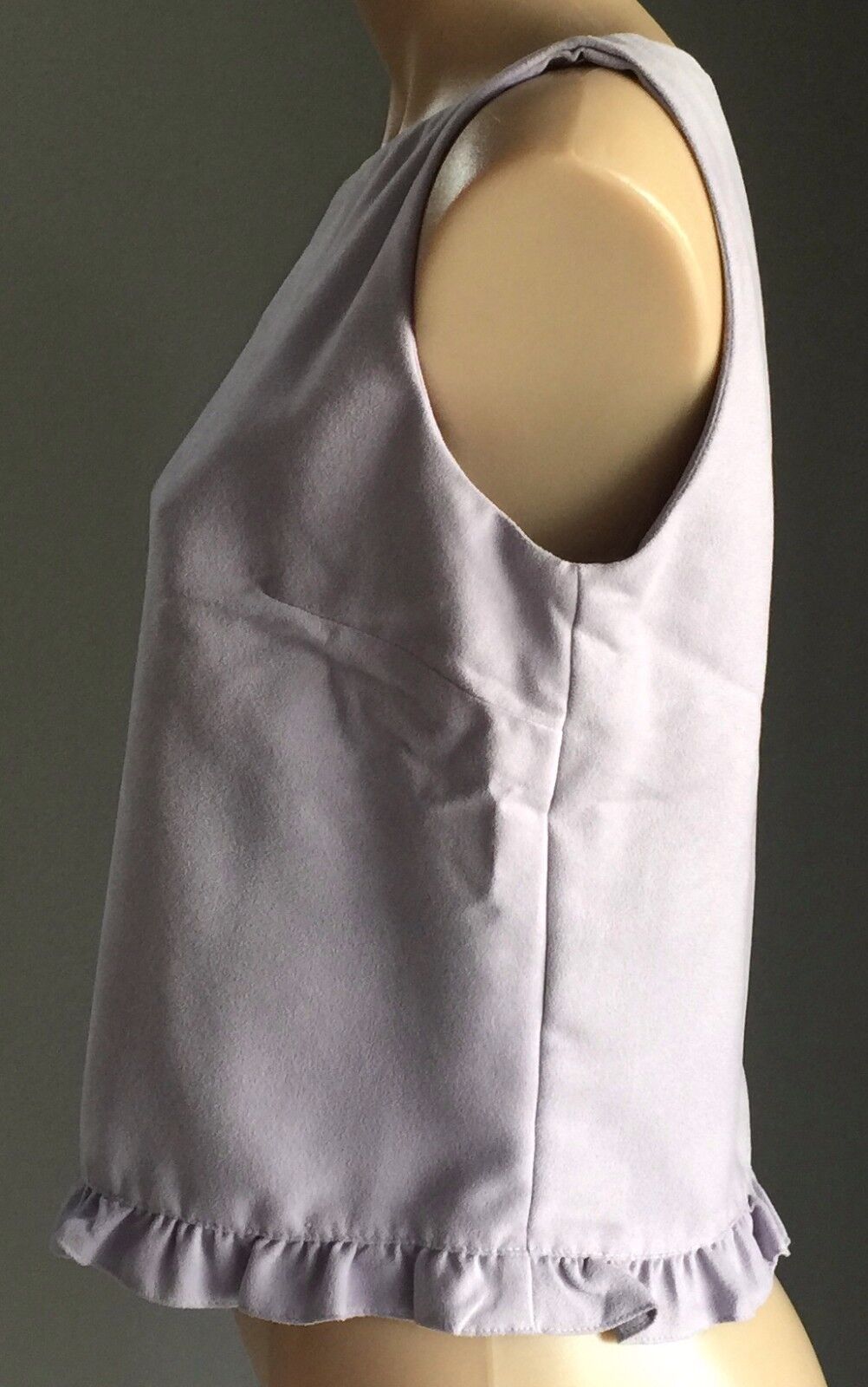TABLE EIGHT Box Style Top Mauve Suede Look Sleeveless Frill Hem Ladies Size 12