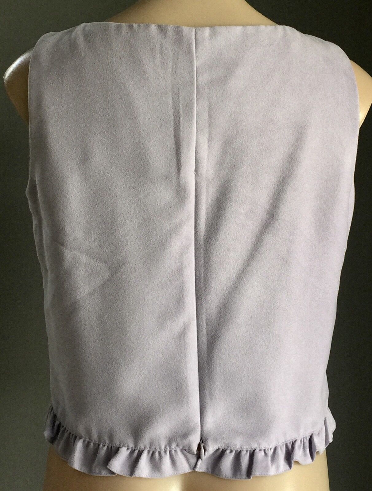 TABLE EIGHT Box Style Top Mauve Suede Look Sleeveless Frill Hem Ladies Size 12
