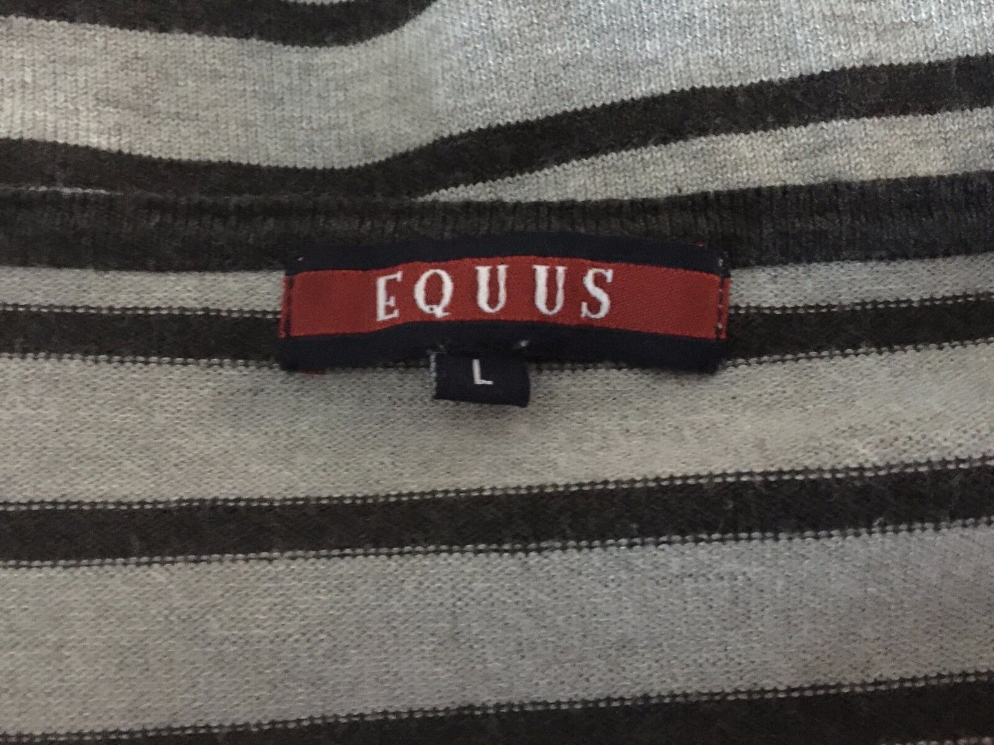 EQUUS Cardigan Red & Grey Stripe Thin Knit Stylish Stand Out Ladies Size L 14 16