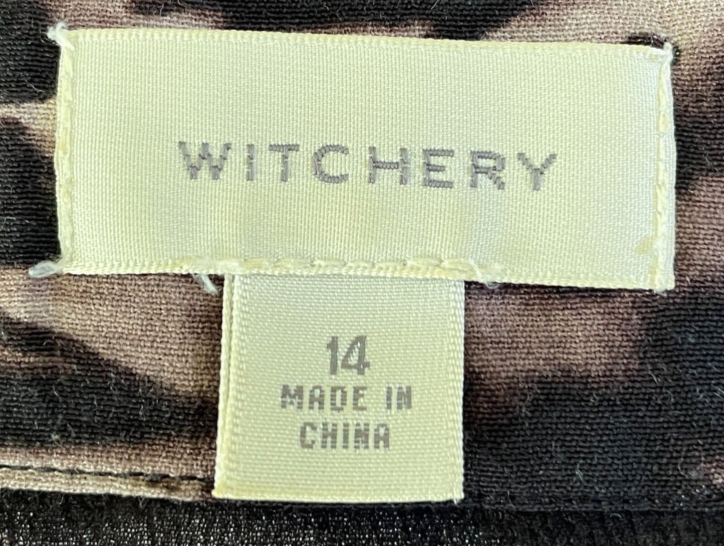 WITCHERY Short Skirt Shades of Brown & Black Animal Print Size 14 Pleats Pockets