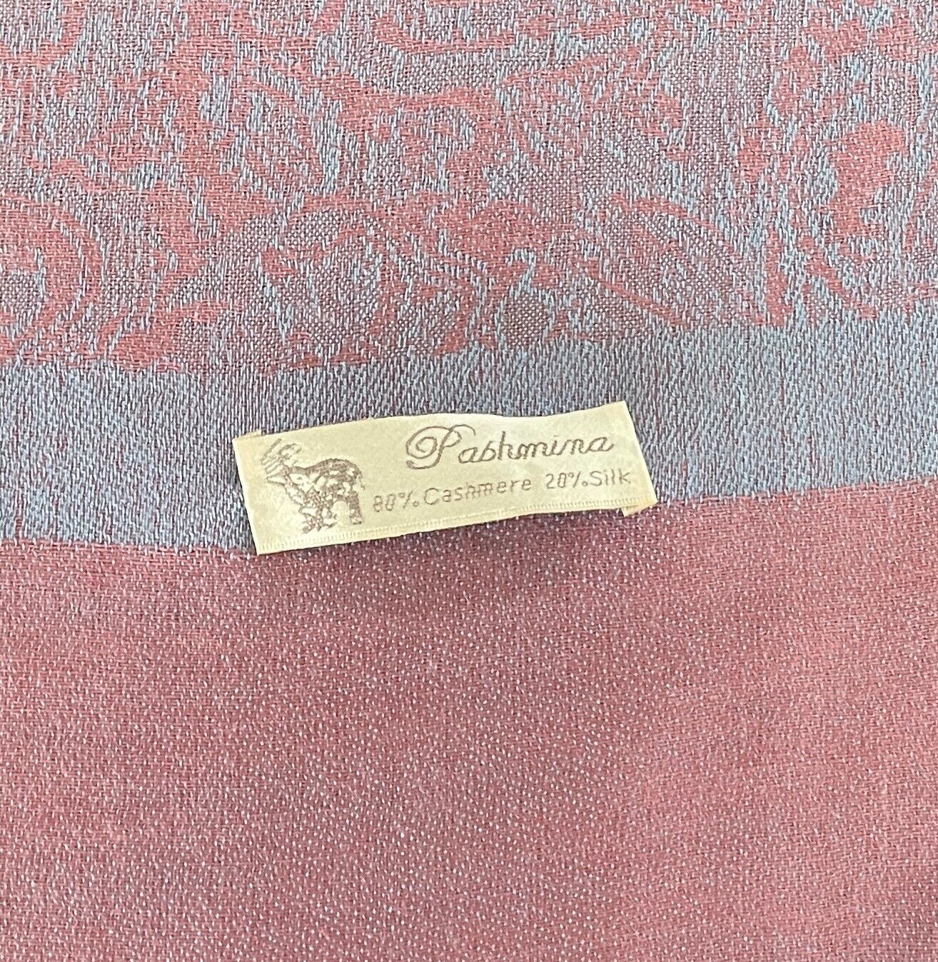 Cashmere Silk Pashmina Scarf Fringed Neck Wrap Pink Light Blue Paisley Shawl