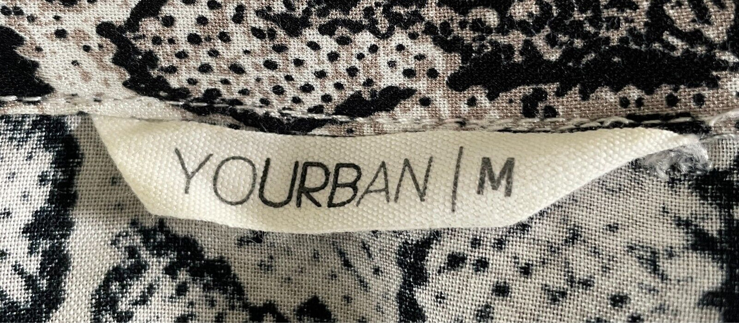 YOURBAN Shift Dress Black White Grey Taupe Python Snake Print Size M Collar