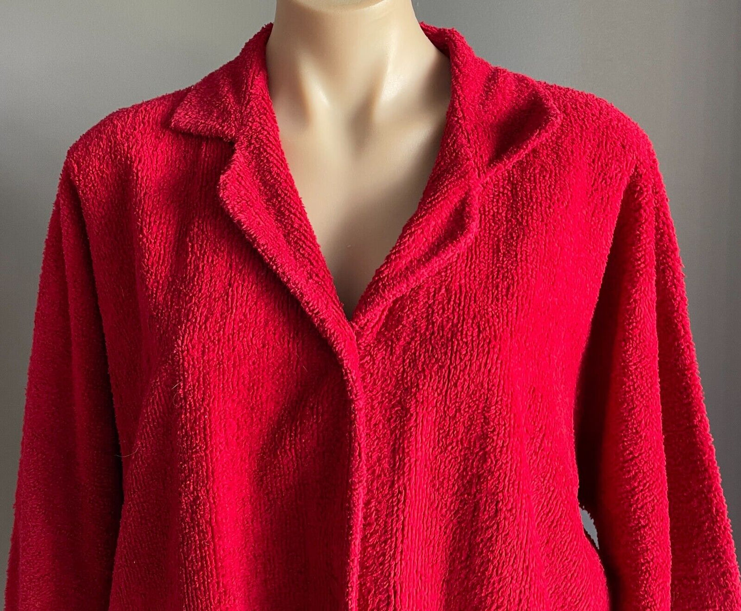 Vtg Terry Towelling Bath Robe Dressing Gown Burgundy Long Sleeve House Coat M 14