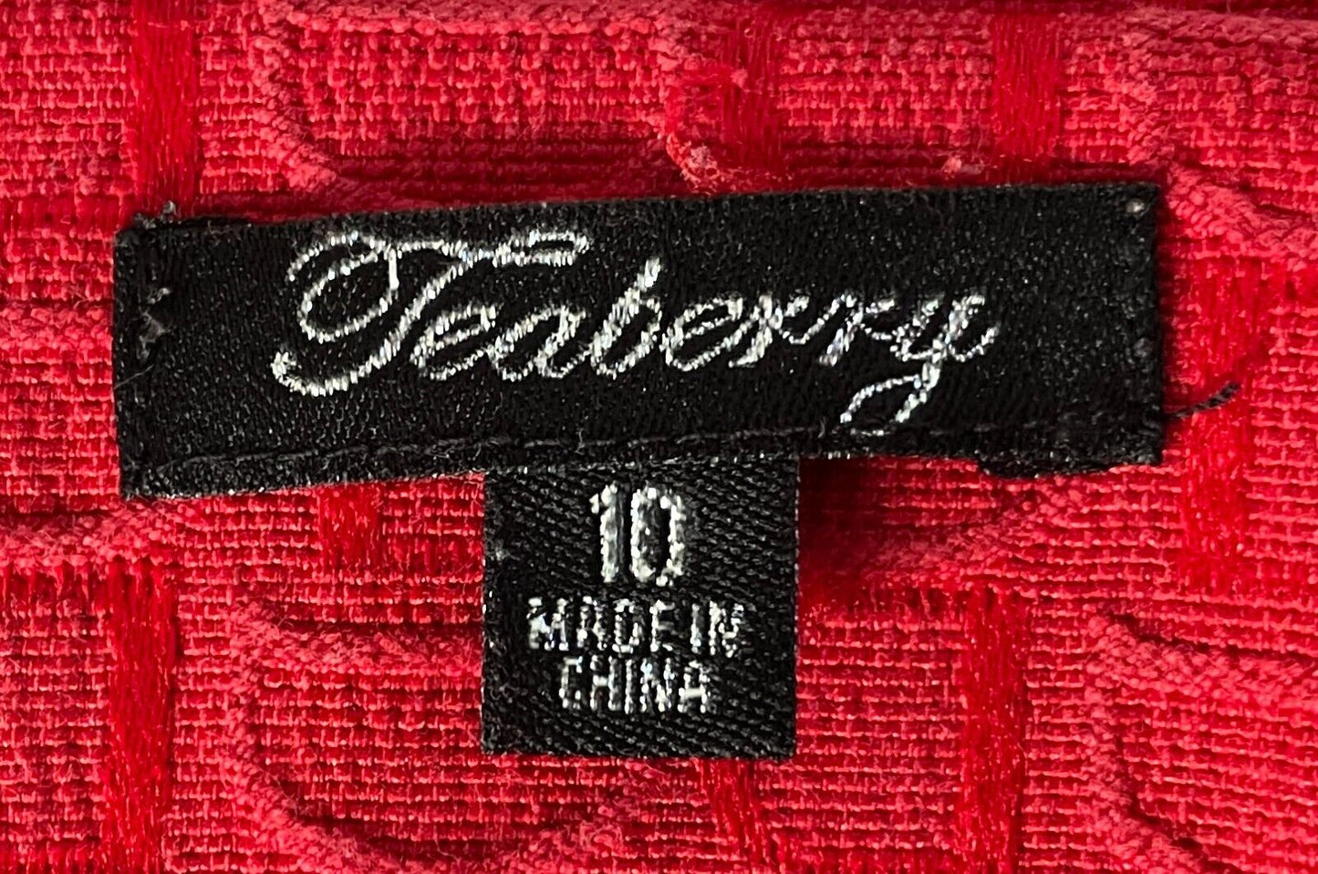 TEABERRY Coat Red Jacquard Long Sleeve Single Breasted Button Front Size 10