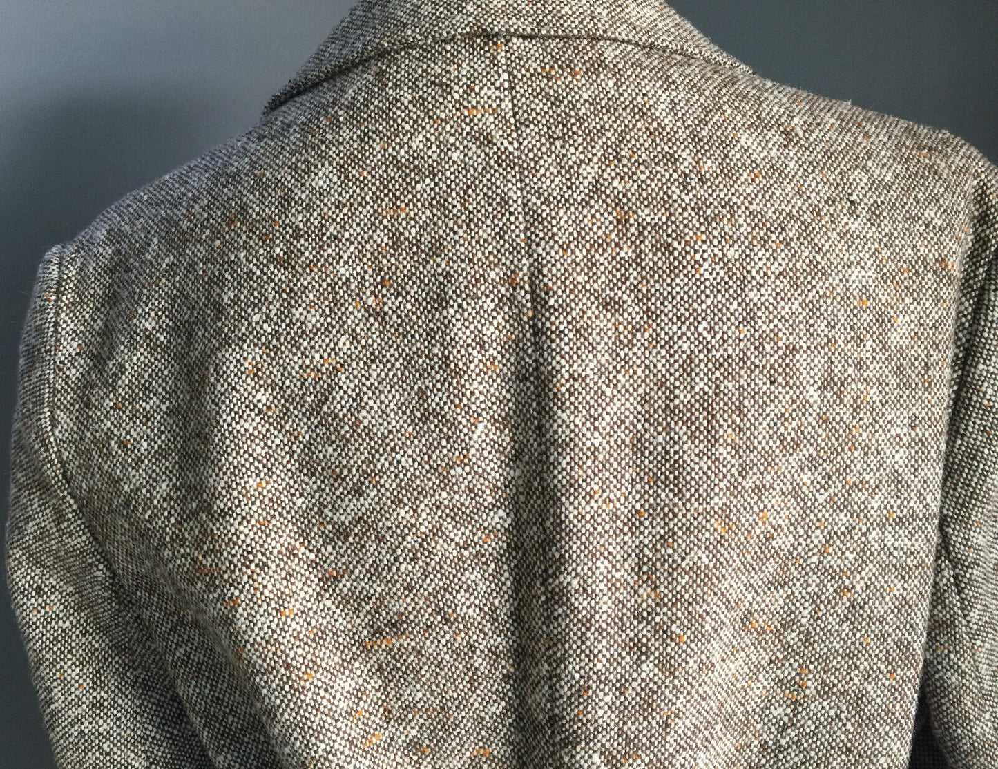 1970's Coat Brown Fleck Wool Textured Tweed Jacket Ladies Size 10 12 Vintage