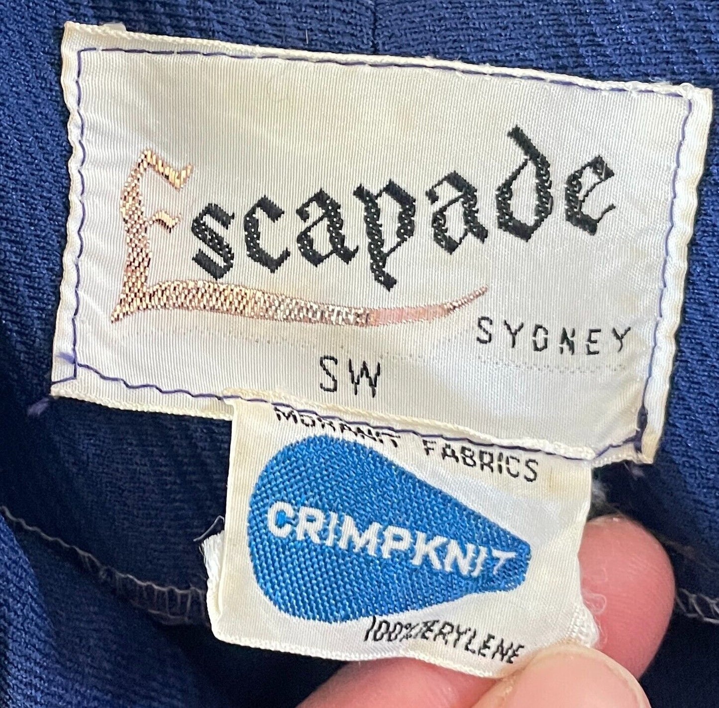 Vintage ESCAPADE SYDNEY Coat Blue Lightweight 3/4 Sleeve Button Front Size 12