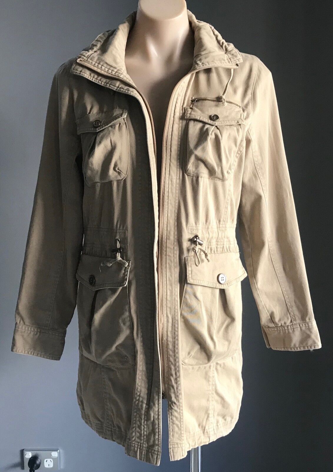 MOI L'école Jacket Coat Hooded Anorak Caramel Winter Utility Ladies Size S 10