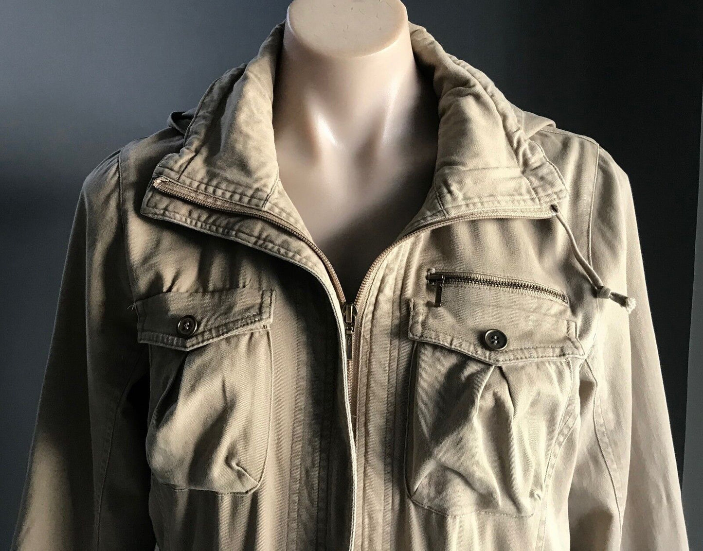 MOI L'école Jacket Coat Hooded Anorak Caramel Winter Utility Ladies Size S 10
