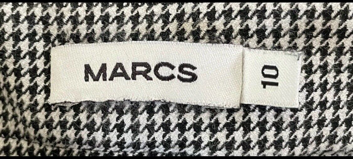 MARCS Size 10 Pants Crop Black White Houndstooth Wide Leg Trousers Knit NEW