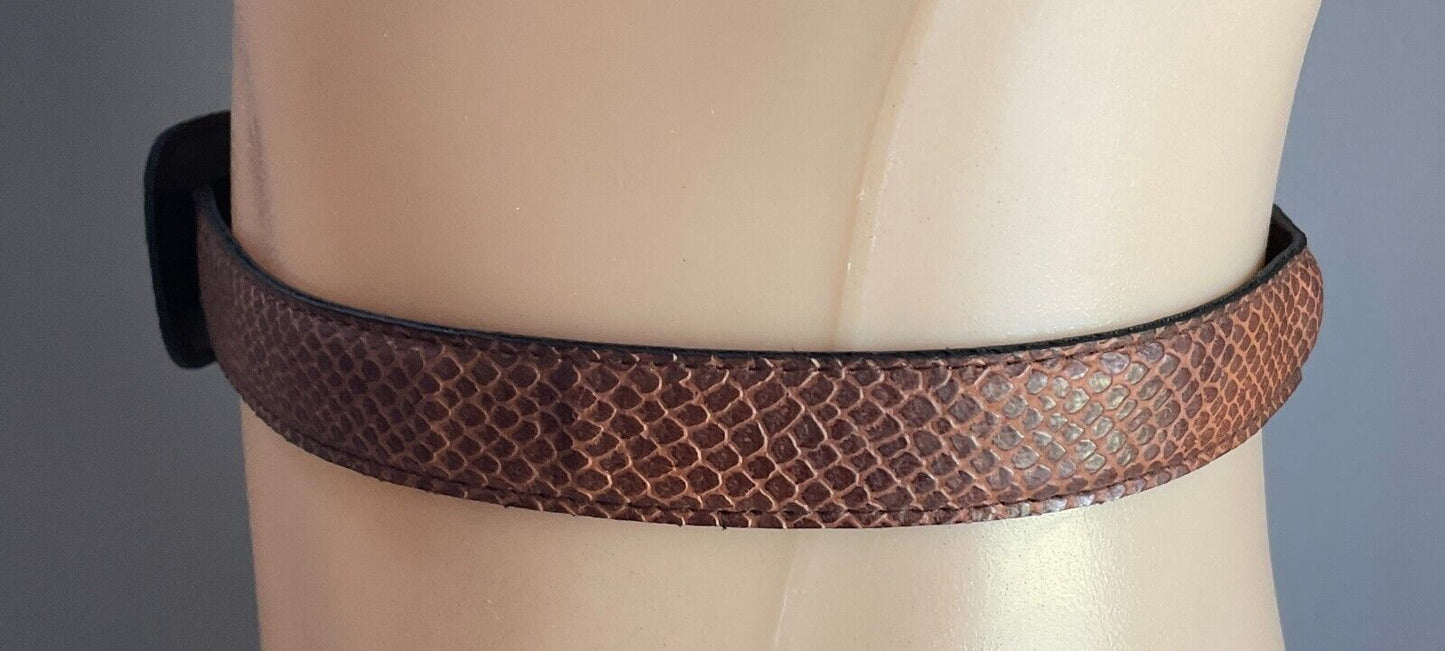 LADIES BELT Tan Pleather Snake Look 2cm To Fit Waist 75.5 - 85.5cm