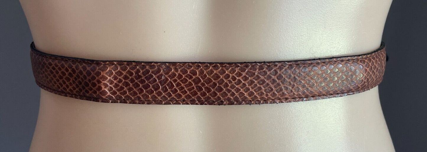 LADIES BELT Tan Pleather Snake Look 2cm To Fit Waist 75.5 - 85.5cm