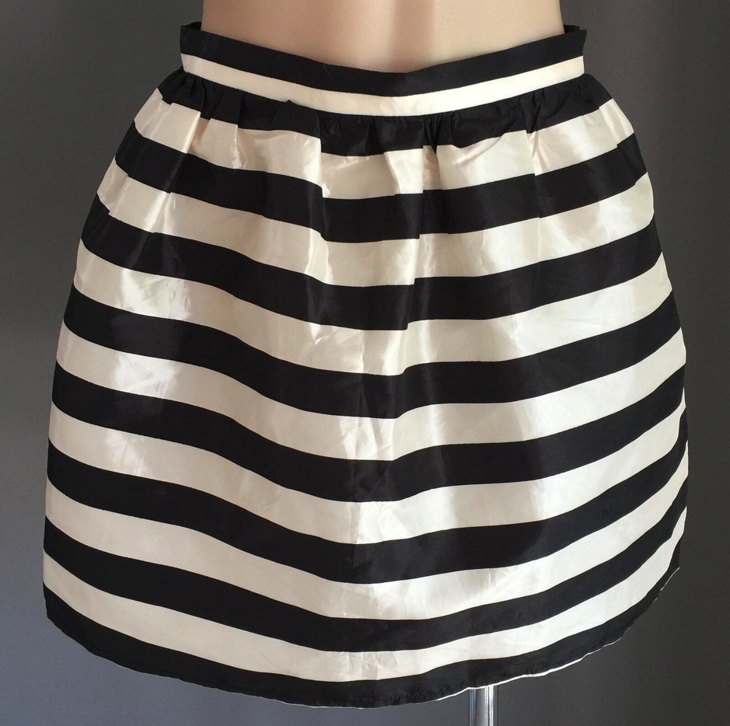 KEDS Full Mini Skirt Black & Ivory Stripe Pouf Pleated Ladies Size M 10