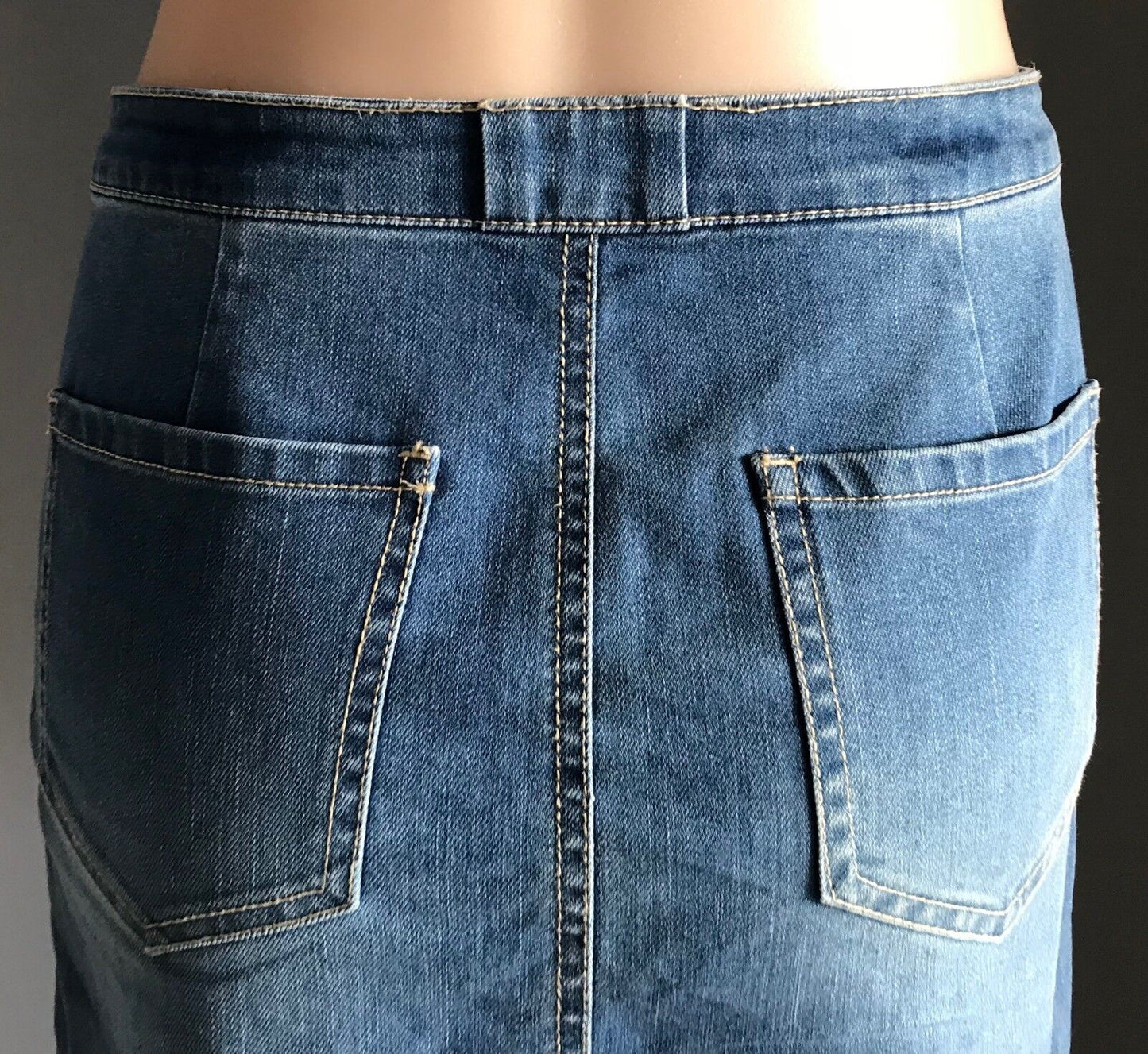 MIX Denim Skirt Mini Blue Jeans Fray Hem Ladies Size 10 Retro