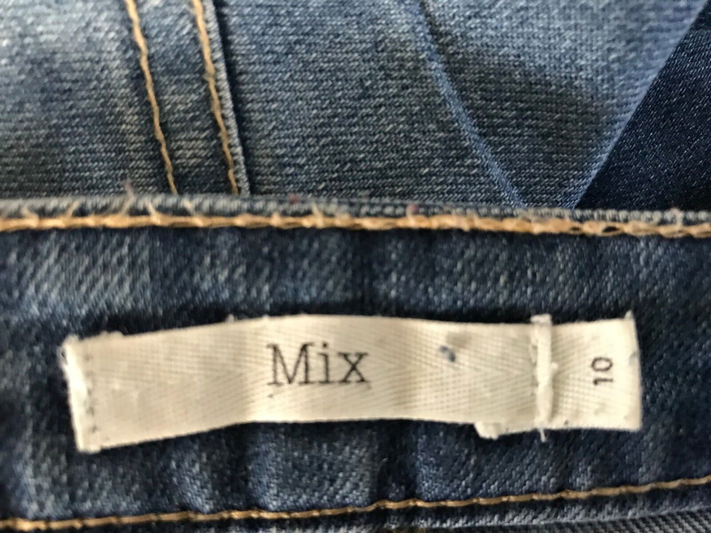 MIX Denim Skirt Mini Blue Jeans Fray Hem Ladies Size 10 Retro