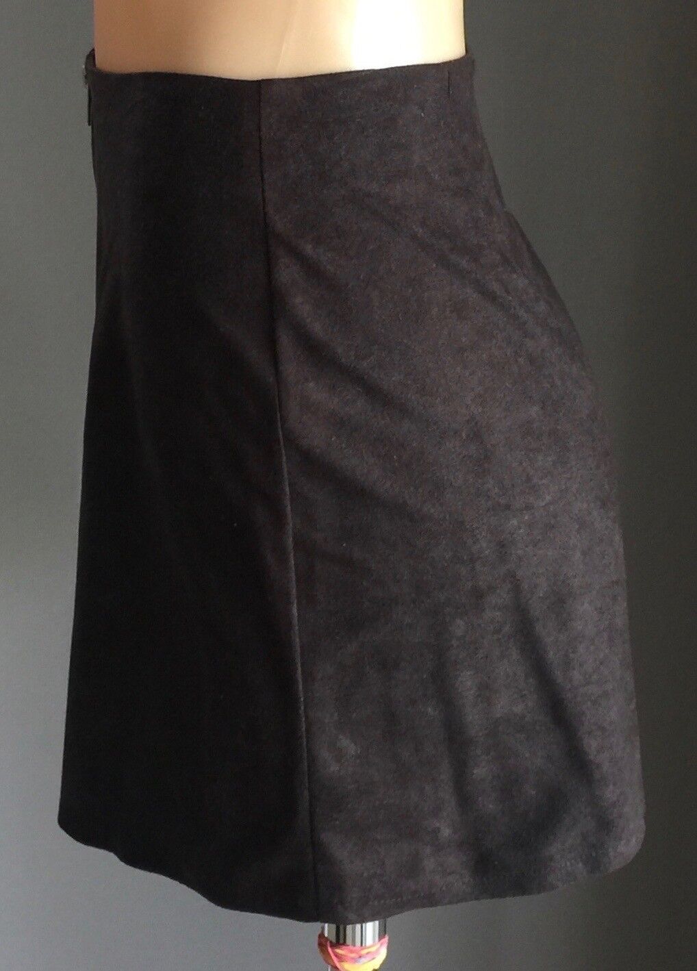 WET SEAL Mini Skirt Zip Front Suede Look & Feel Black A-Line Size S 8 10 1990's