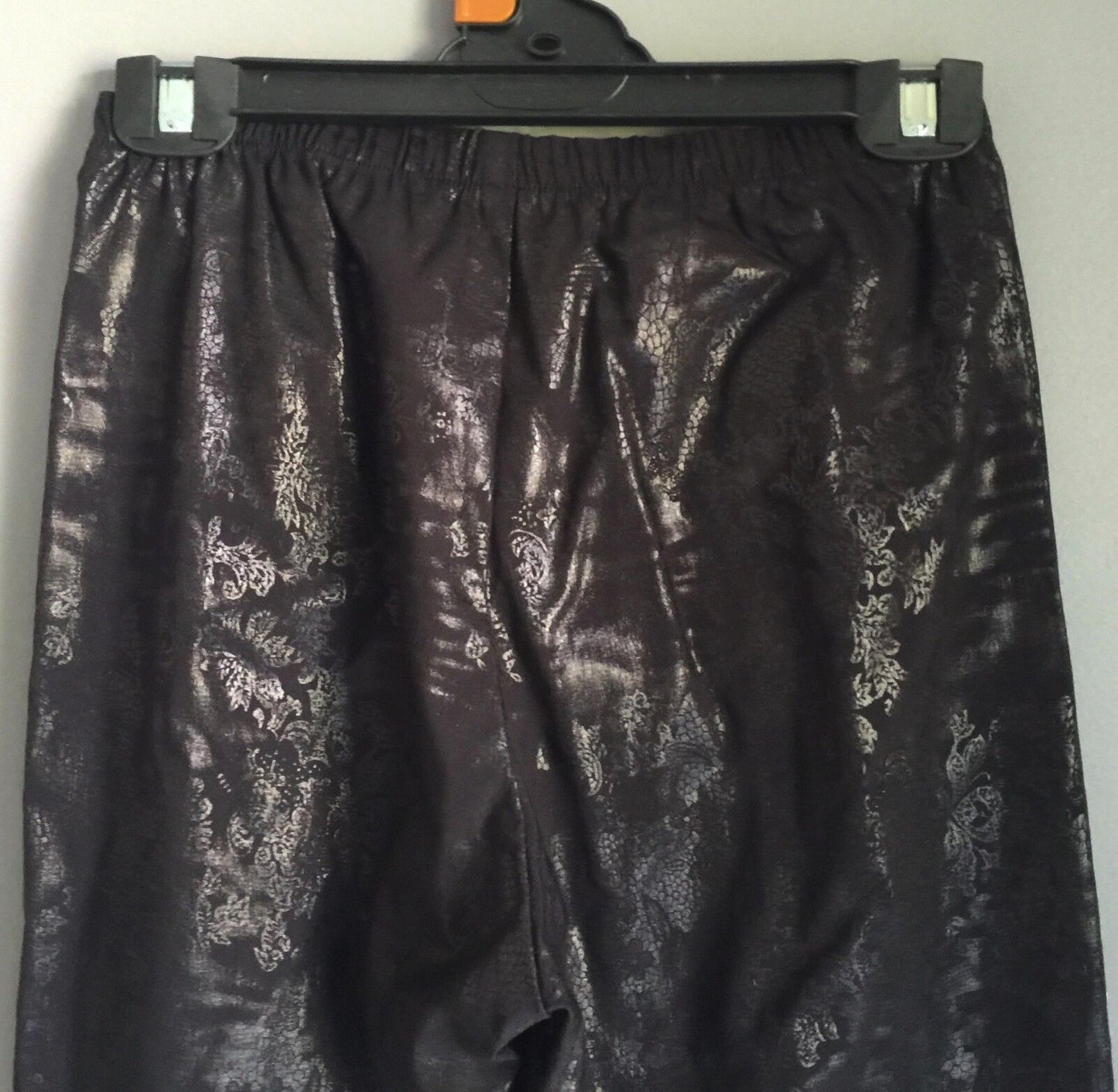 ANDIAMO Jeggings Lacquer Slim Pull On Wet Look Black Pants Ladies Size 8 NEW