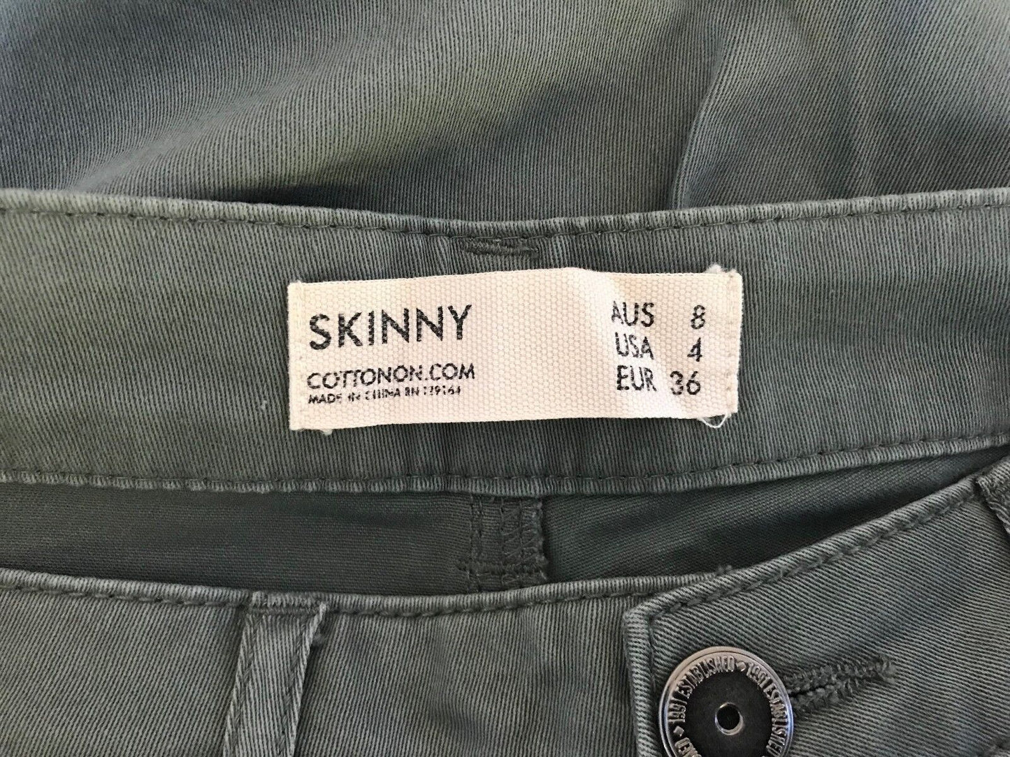 COTTON ON Pants Skinny Leg Utility Pants Khaki Ladies Size 8 Fab Smart Casual