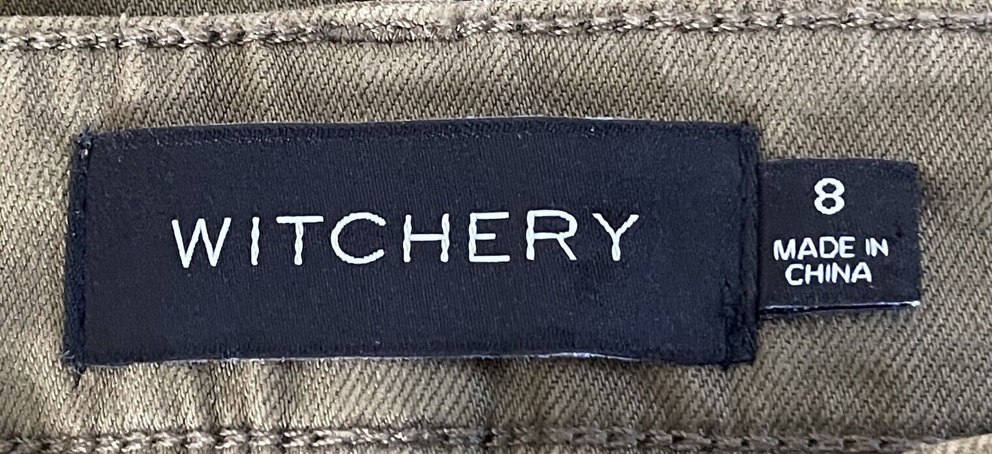 WITCHERY Cargo Pants Khaki Stretch Skinny Leg Trousers Ladies Size 8