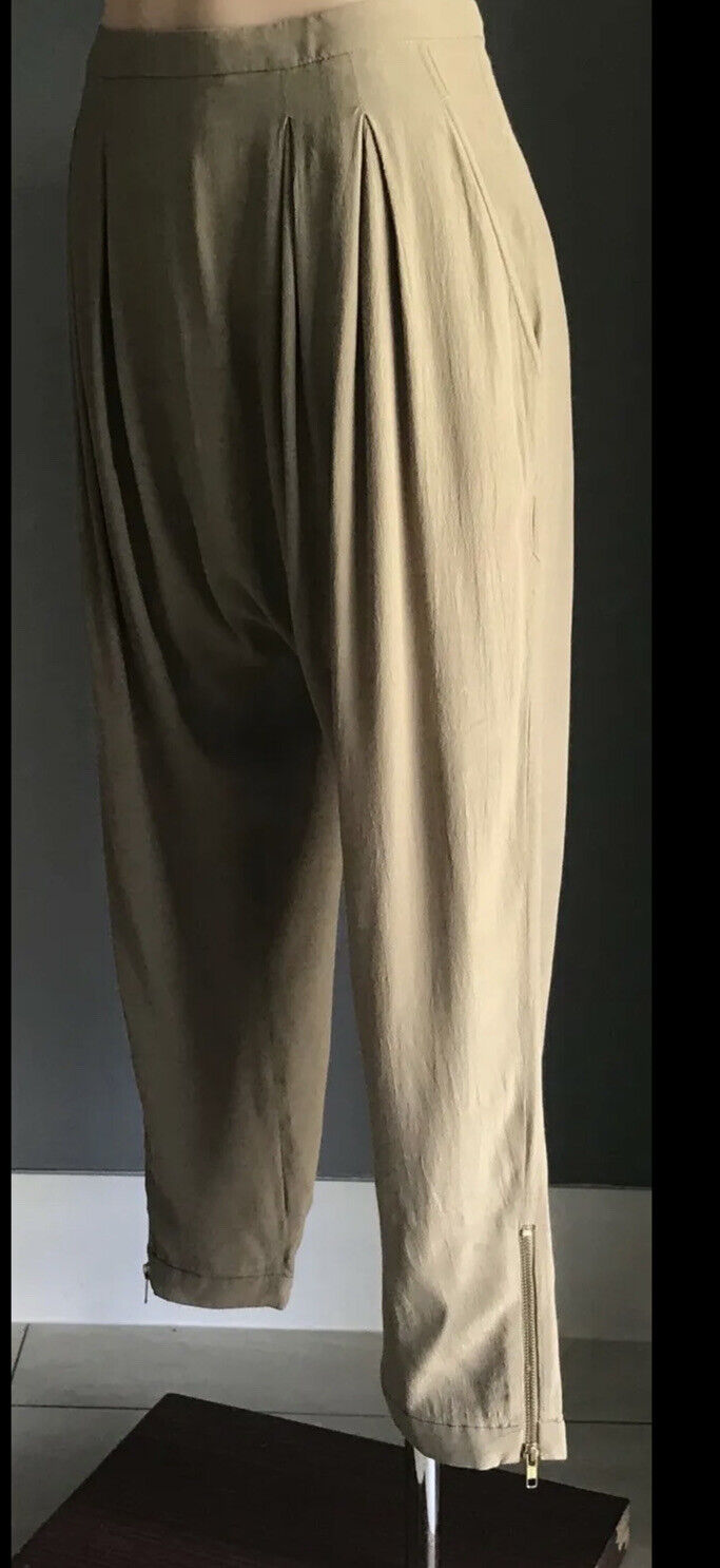 BARDOT Pants Light Khaki Drop Crotch 7/8 Length Trousers Ladies Size 10