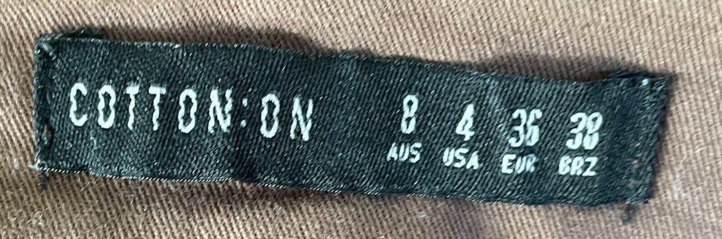 COTTON ON Brown High Waist Pants Pleat Front Full Length Size 8 NEW