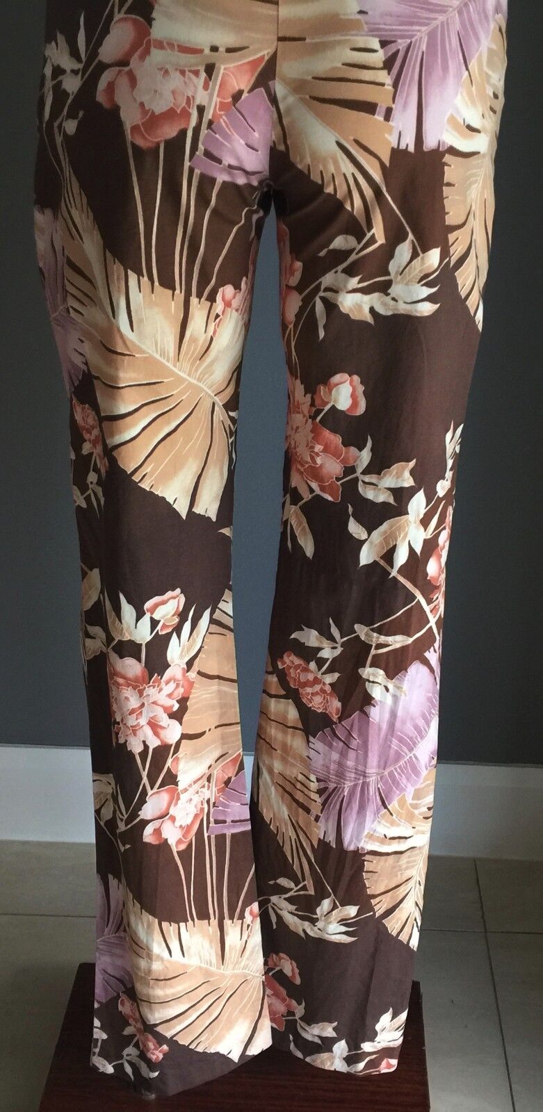 MORRISSEY PRINTSTAR Straight Leg Pants Brown Orange & Purple Floral Size 6 & 8