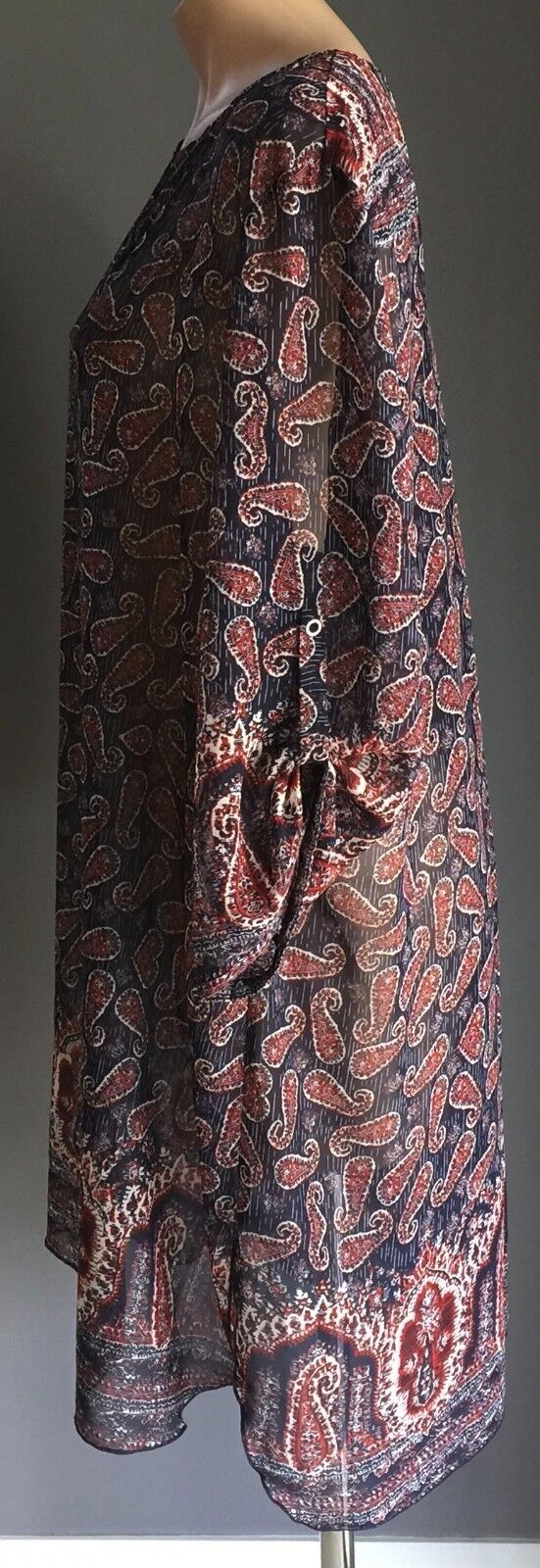 WENDY McLEAN Kaftan Tunic Colourful Paisley Print Plus Size XL 16 18 NEW