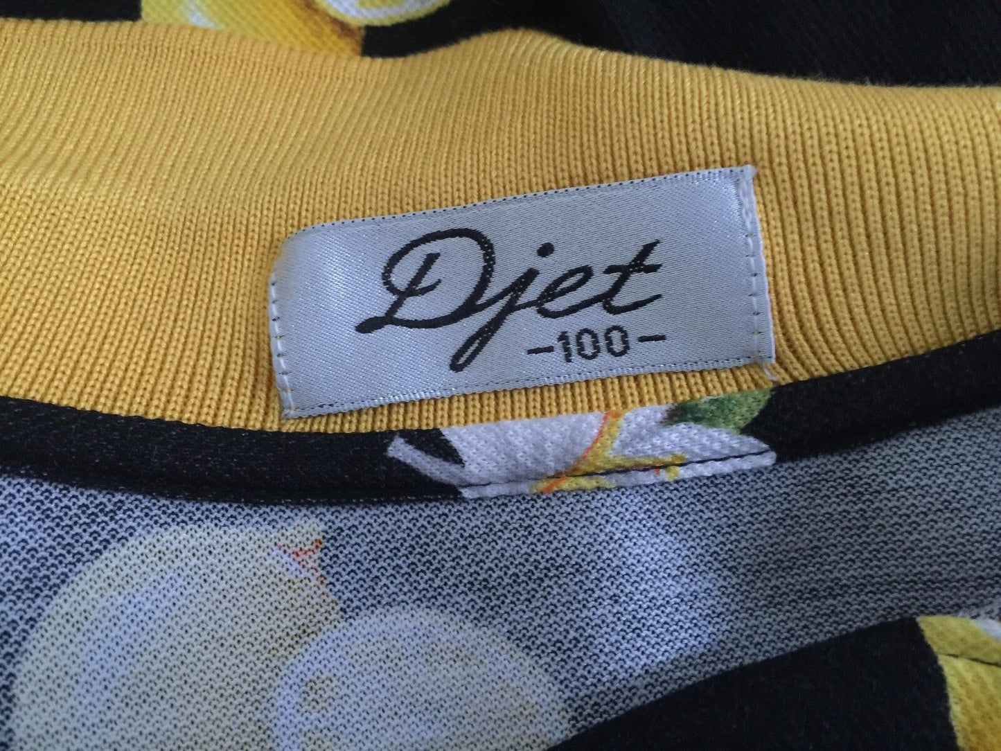 D JET Polo Shirt Black Fruit & Floral Print Plus Size AU 16 18