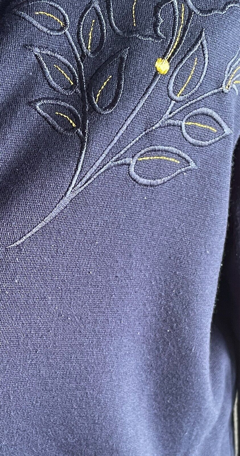 COMPLIMENTS Jacket Navy Lightweight Buttons Size 18 Embroidered Flowers Vintage