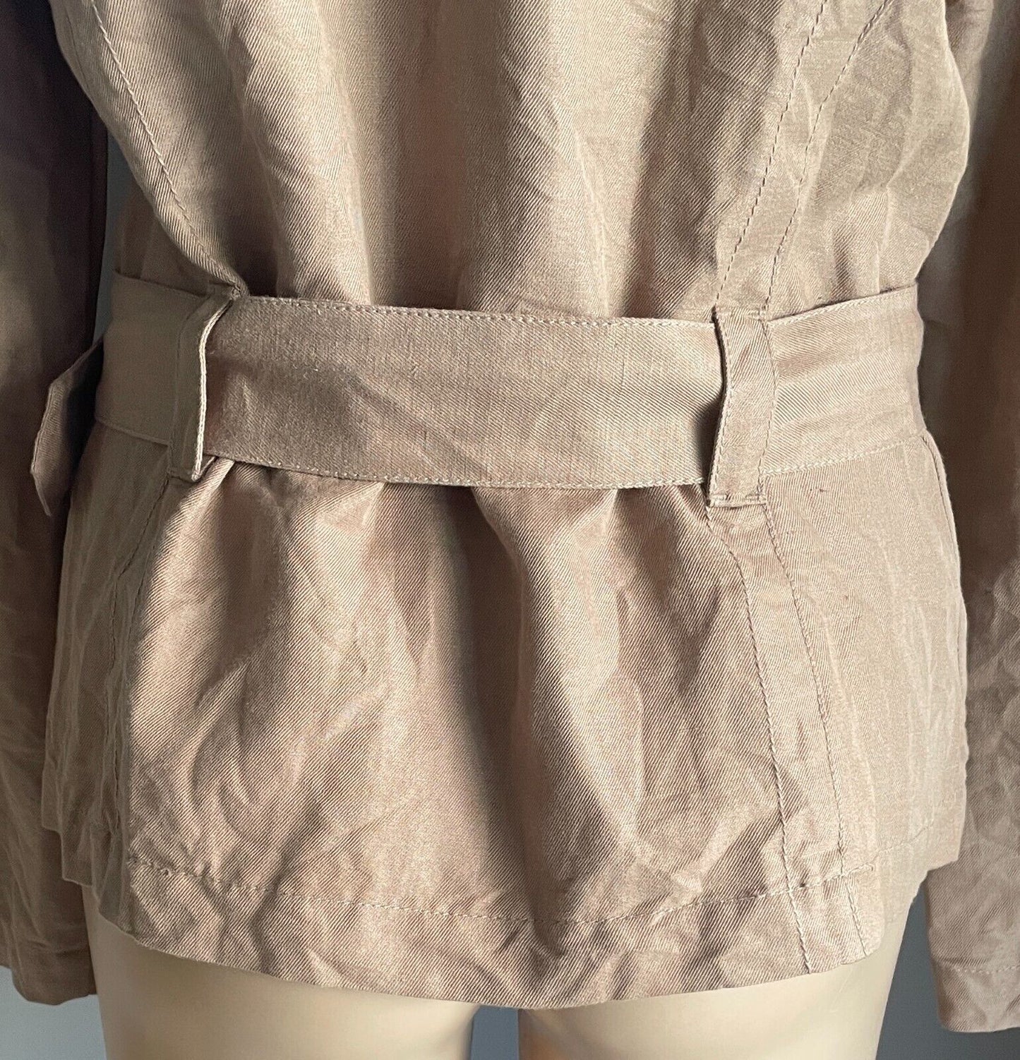 WITCHERY Jacket Light Brown Lightweight Long Sleeves Belt at Hips Size 12 NEW