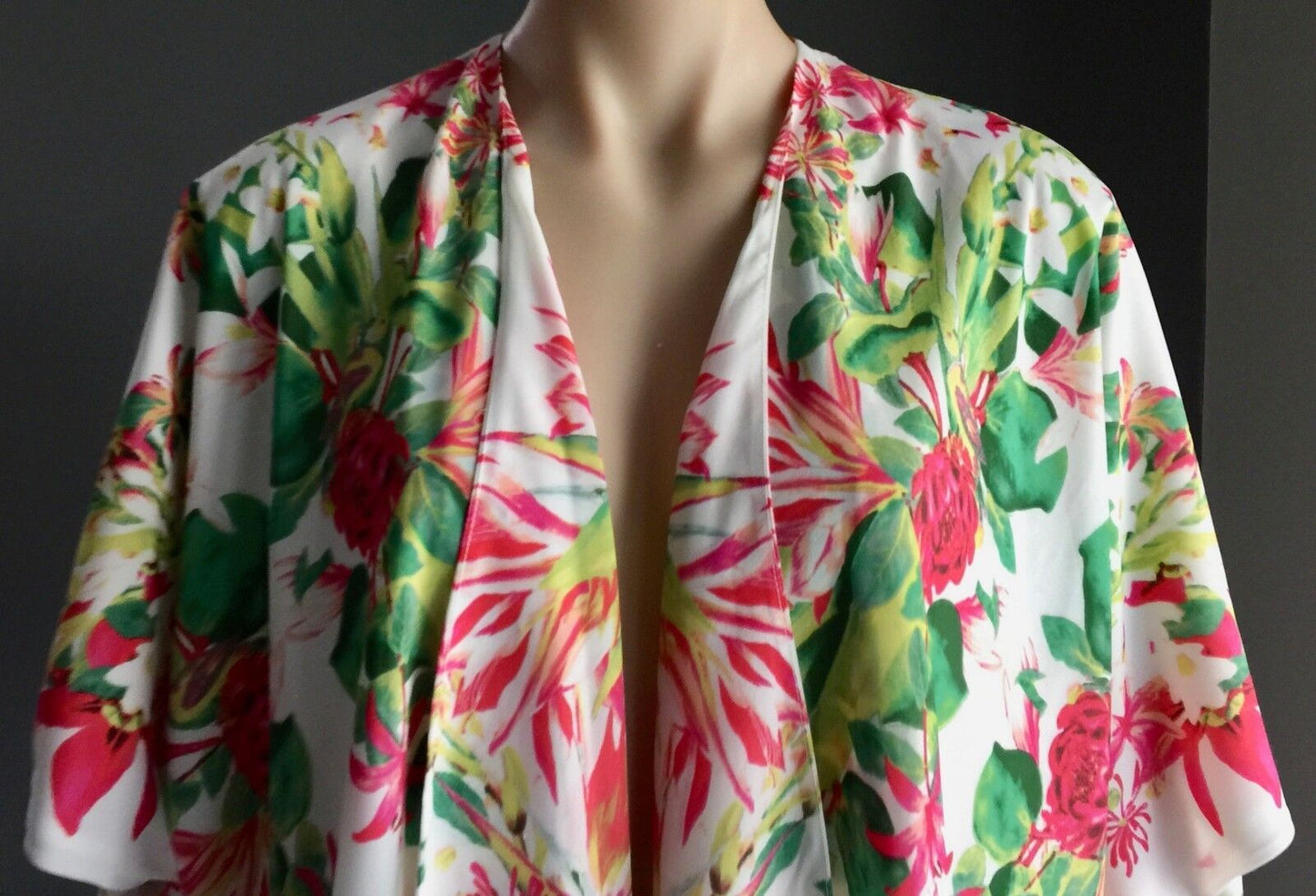 LOVERS+FRIENDS Lovebirds White Tropical Print Kimono Open Top Ladies XS 10 NEW