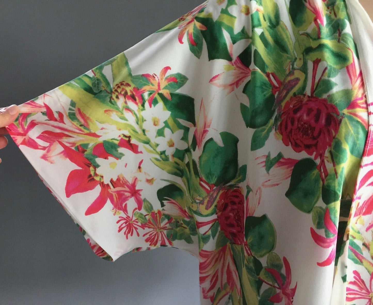 LOVERS+FRIENDS Lovebirds White Tropical Print Kimono Open Top Ladies XS 10 NEW