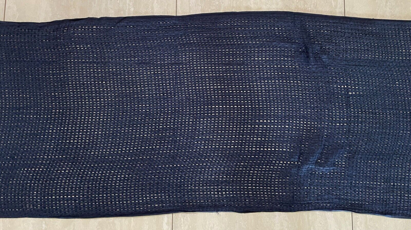 Neck Scarf Navy Blue Cross Hatch Rectangle Wrap Shawl Fringed 50 182cm Long NEW
