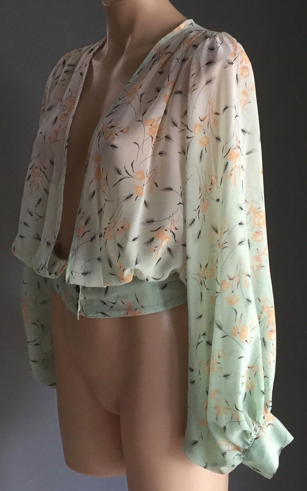 COTTON ON Top Soft Green Floral Print Sheer Blouse Ladies Size S 10