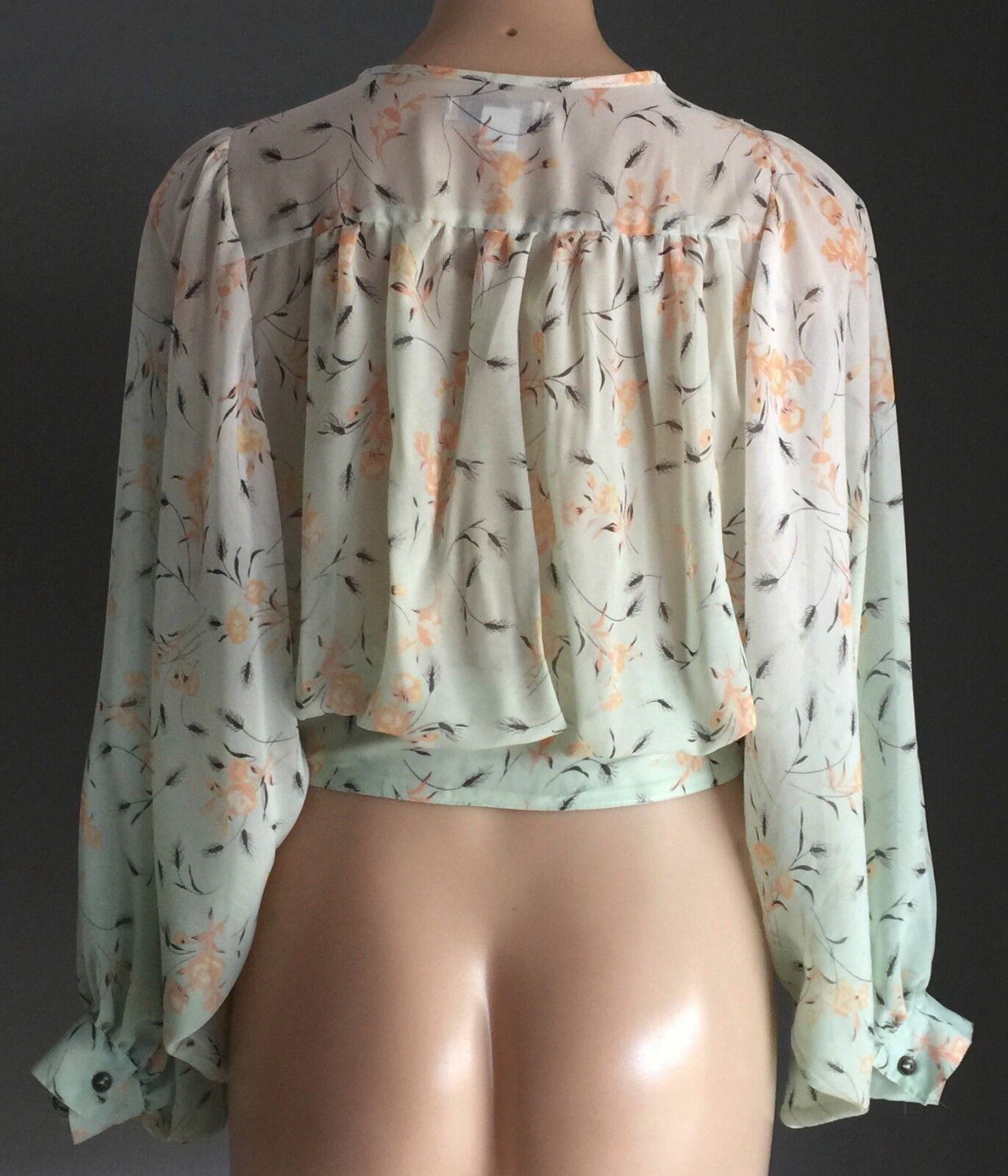 COTTON ON Top Soft Green Floral Print Sheer Blouse Ladies Size S 10