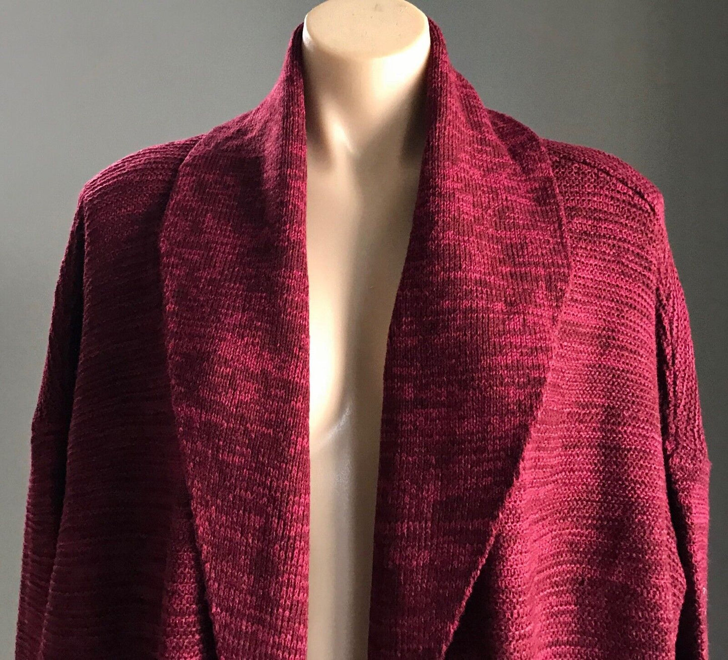COTTON ON "CORA 3" Burgundy Marl Chunky Knit Shawl Cardigan Ladies Sz XS 10 NEW